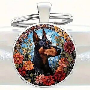 Stainless Steel DOBERMAN PINSCHER Keyring Keychain Accessory